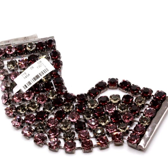 NWT $215 Nieman Marcus Mauve Purple Eggplant Wide Six Rows Blackened Bracelet - Picture 3 of 11